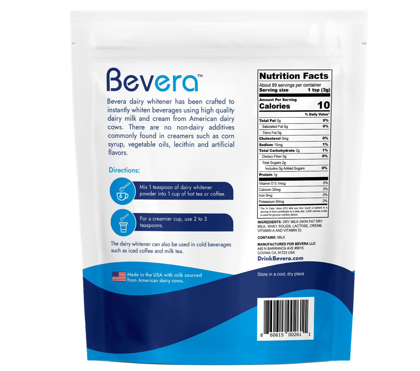 CASE PACK 20 CT - Bevera Dairy Creamer for Tea & Coffee - 20 Pouches